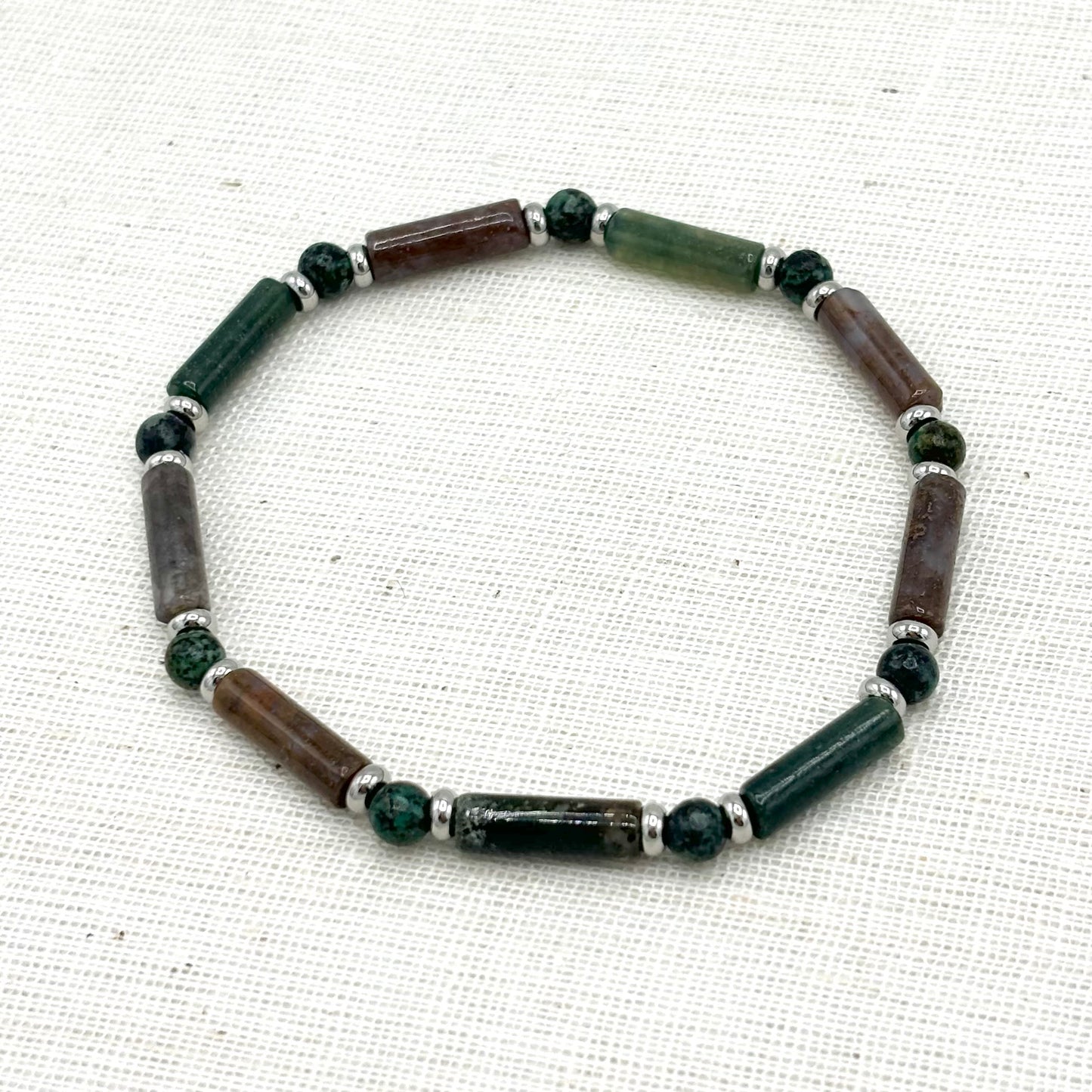 Bracelet Homme Pierre Naturelle Et Acier Inoxydable