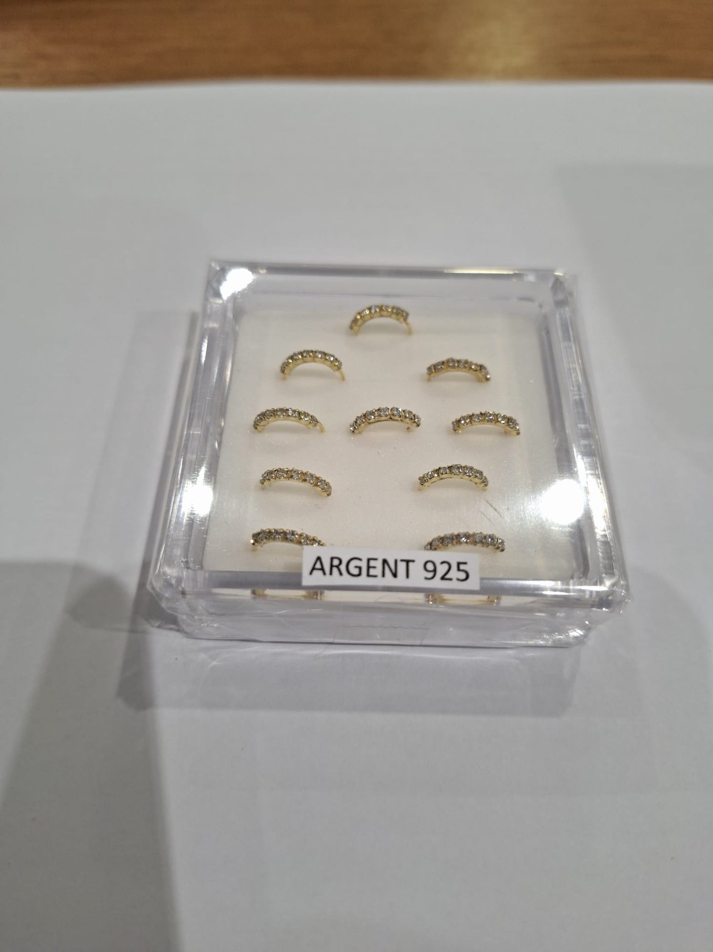 Piercing Nez Anneaux 7 strass Argent 925 Doré 0.7g/1pcs Vendu/ 10pcs