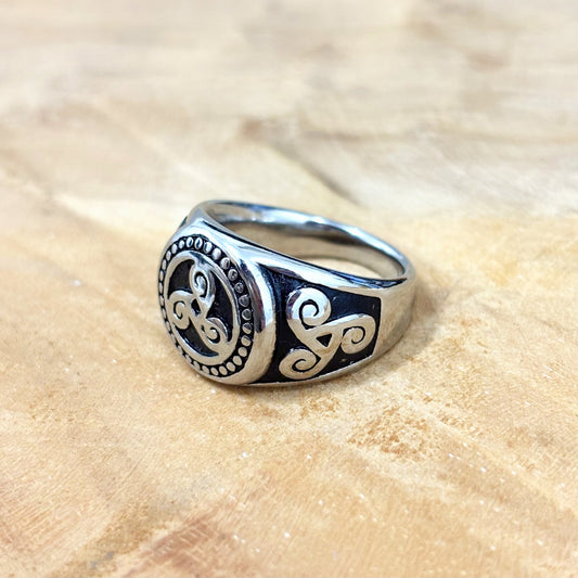 Bague Chevalière Acier Inoxydable Triskell