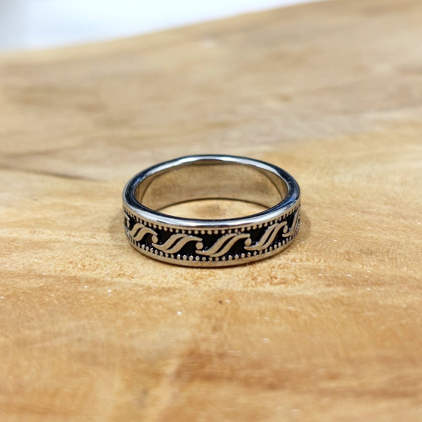 Bague Acier Inoxydable Vague