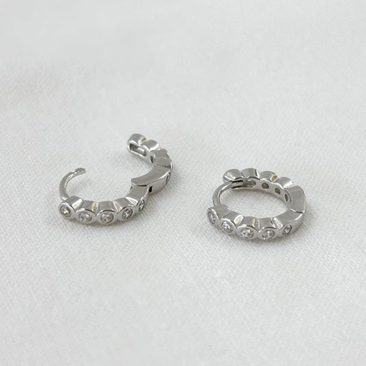 Boucles D'Oreilles Argent 925 1.83G Créoles Strass