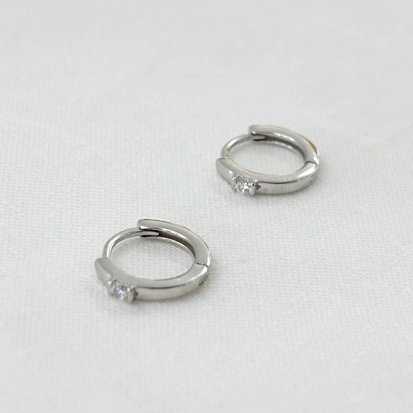 Boucles D'Oreilles Argent 925 1.26G Créoles Strass