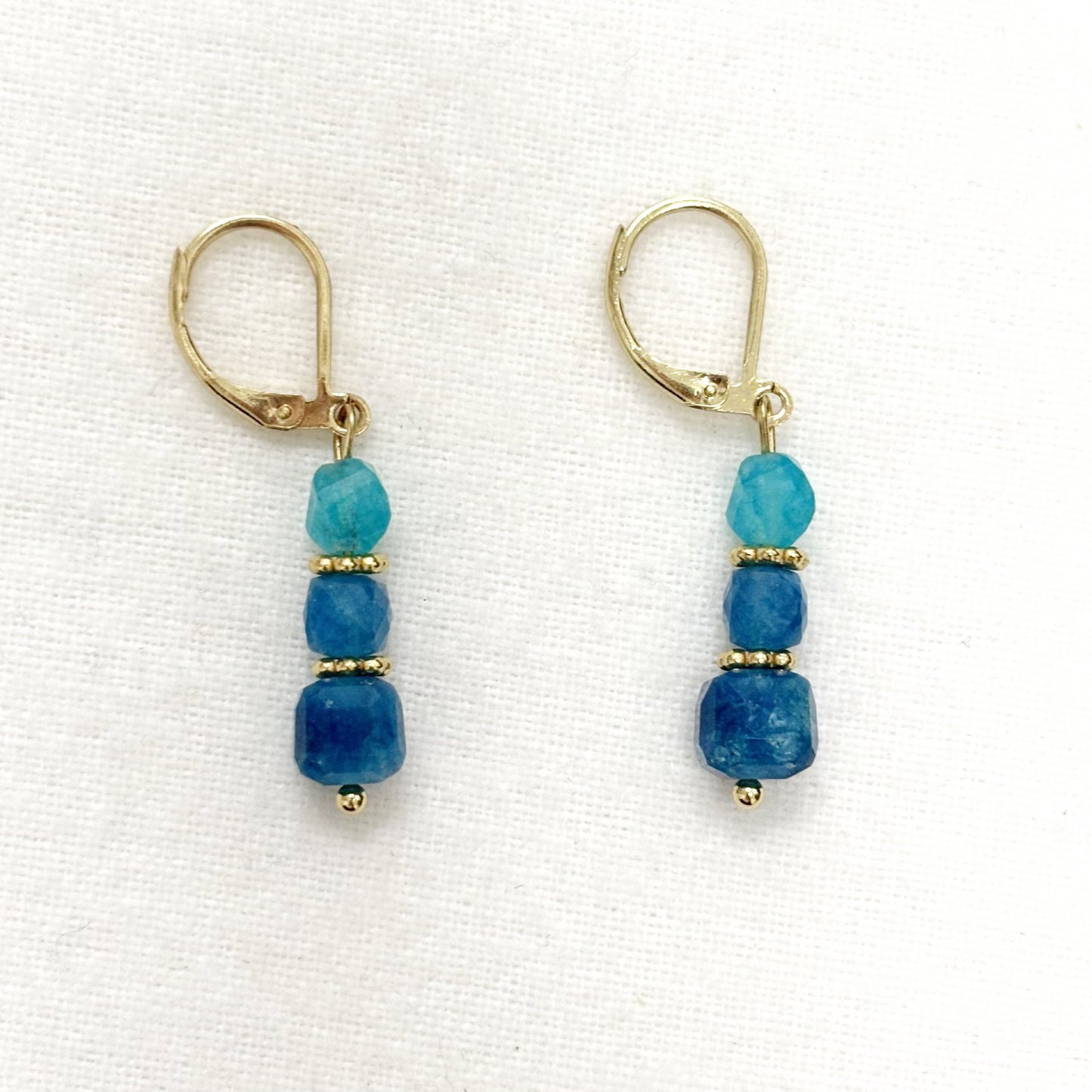 Boucles D'Oreilles Pierre Naturelle Acier Inoxydable Doré