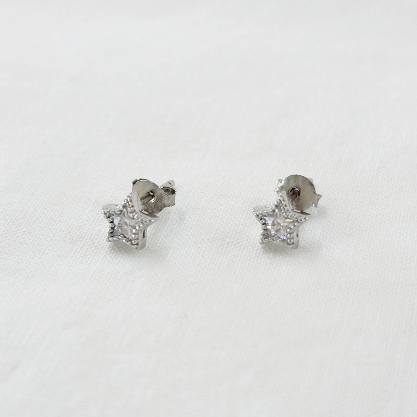 Boucles D'Oreilles Argent 925 1.05G Etoile Strass