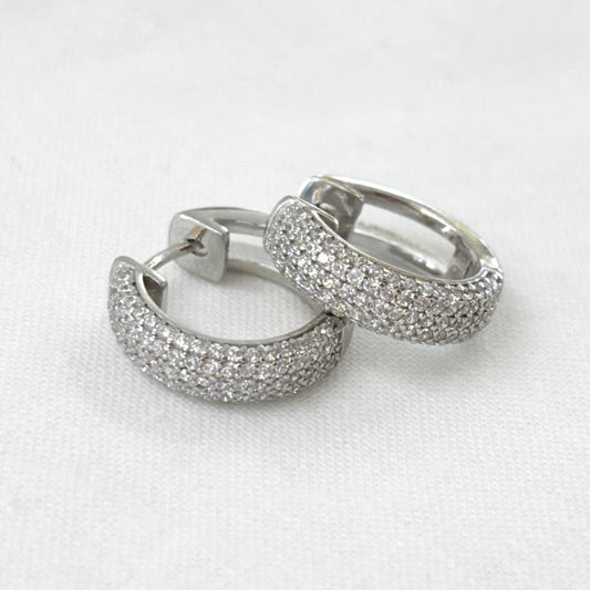 Boucles D'Oreilles Argent 925 4G Créoles Strass