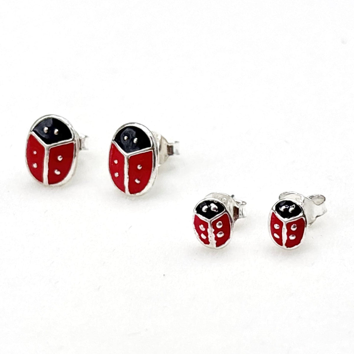 Boucles D'oreilles Argent 925 et Émail Coccinelle - Lot De 6 Paires
