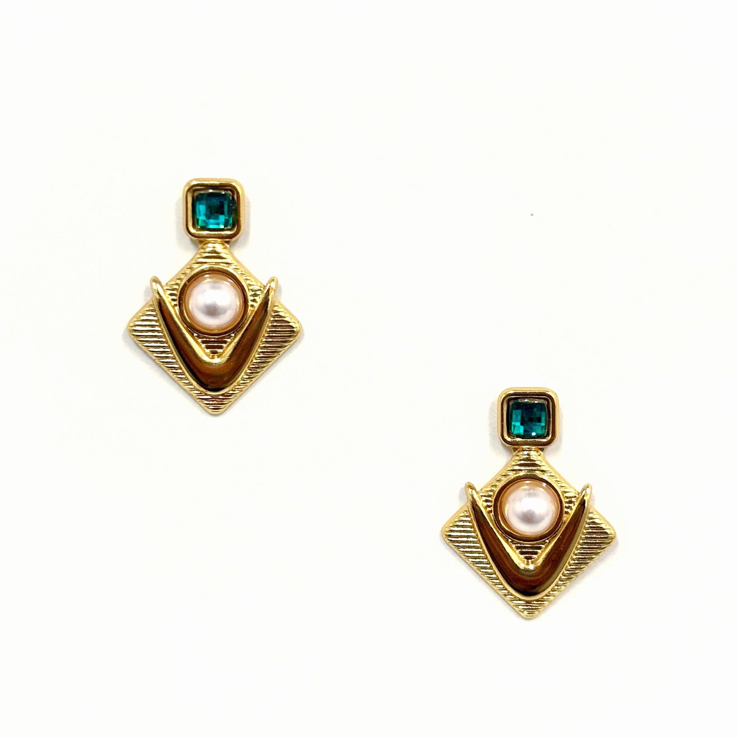 Boucles D'oreilles Acier Inoxydable Doré Strass Perle