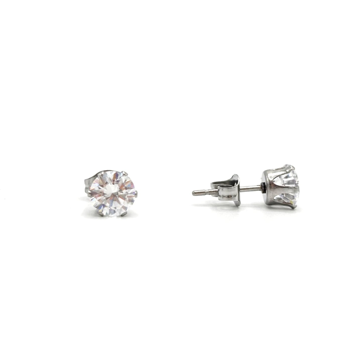 Boucles D'Oreilles Zirconium Acier Inoxydable Blanc Par 10 Paires