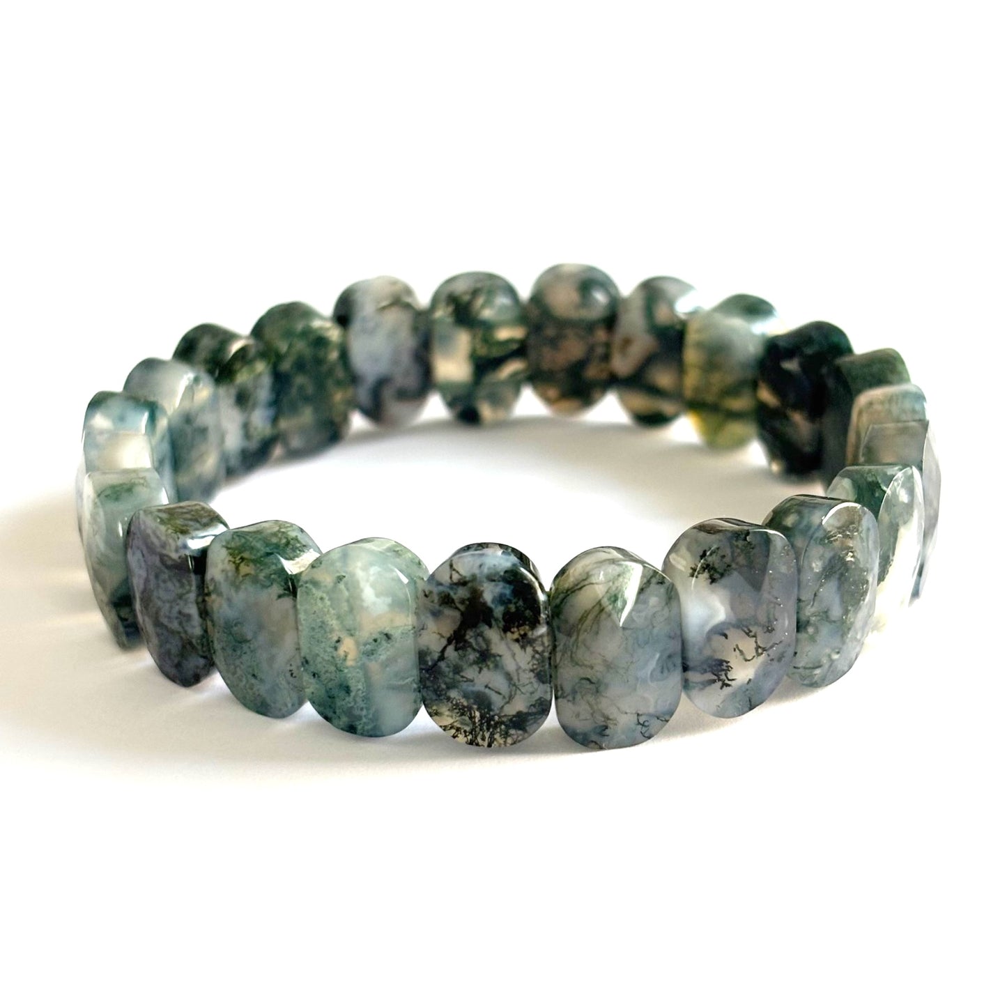 Bracelet Agate Mousse Pierre Naturelle Elastique