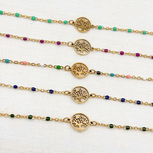 Bracelet Arbre De Vie Acier Inoxydable Doré