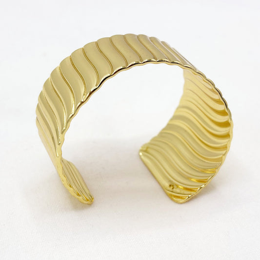 Bracelet Jonc Acier Inoxydable Doré Asymétrique