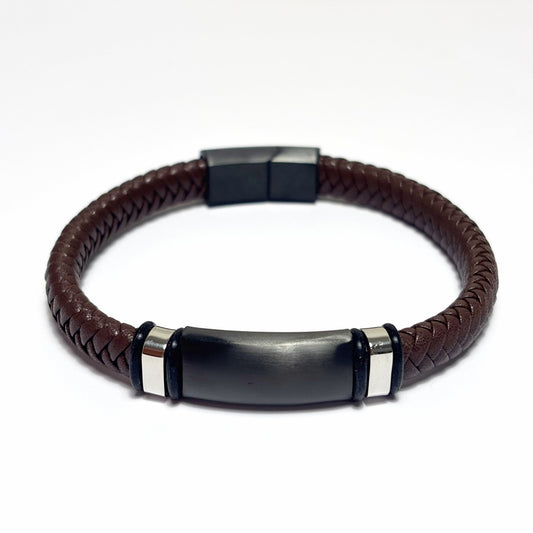 Bracelet Homme Cuir Acier Inoxydable