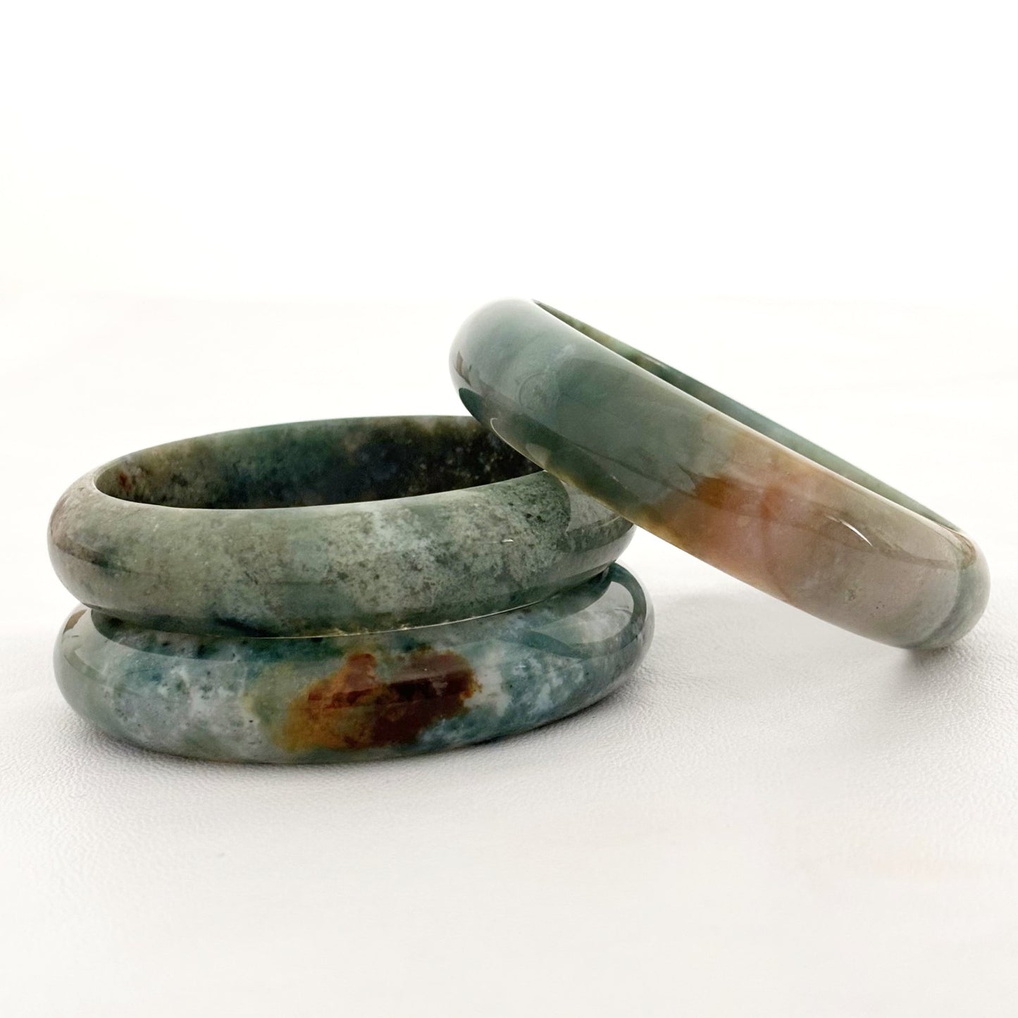 Bracelet Jonc Agate Mousse Pierre Naturelle
