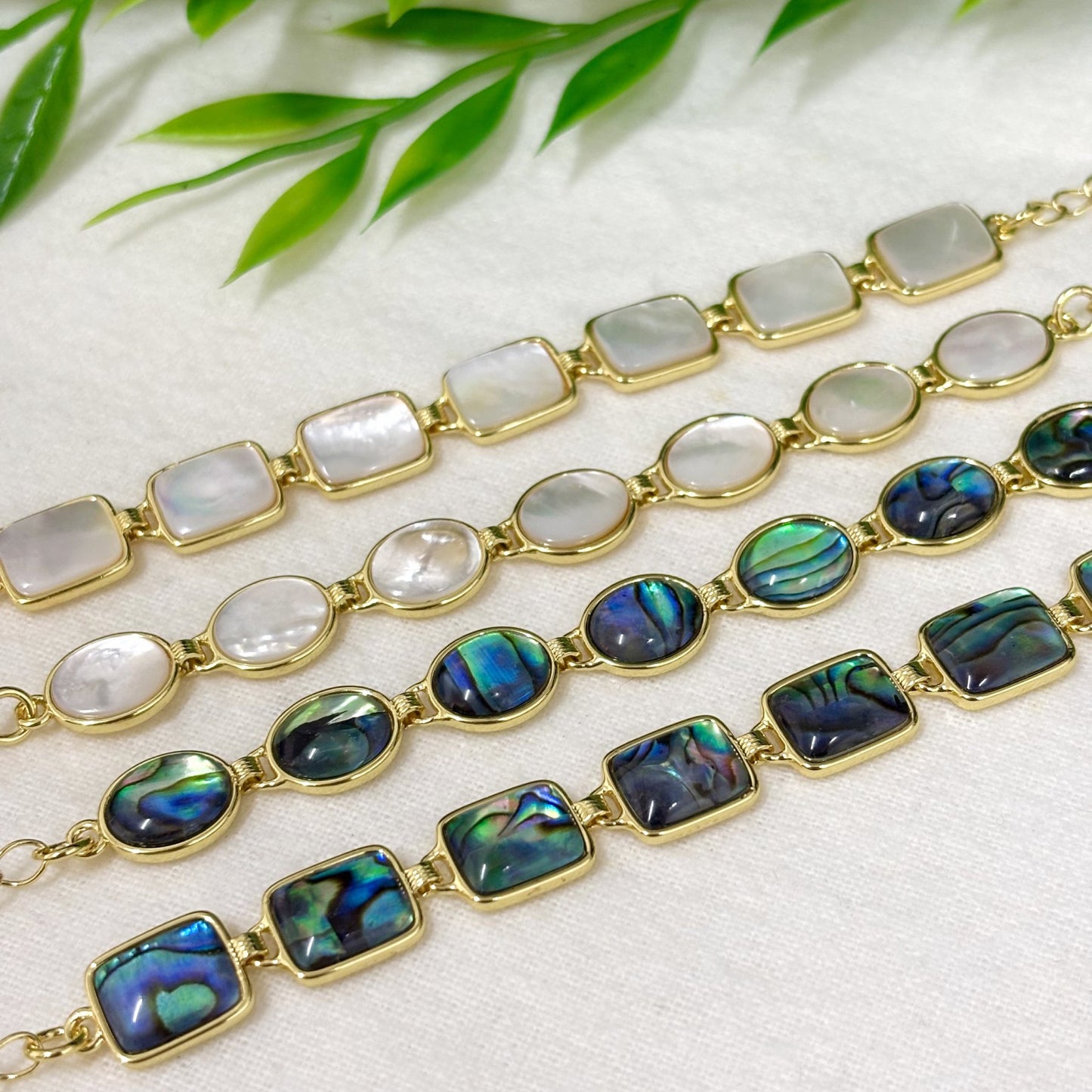 Bracelet Nacre Abalone Argent 925 Massif Doré