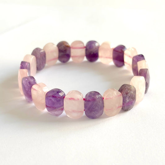 Bracelet Pierre Naturelle Améthyste Quartz Rose Elastique