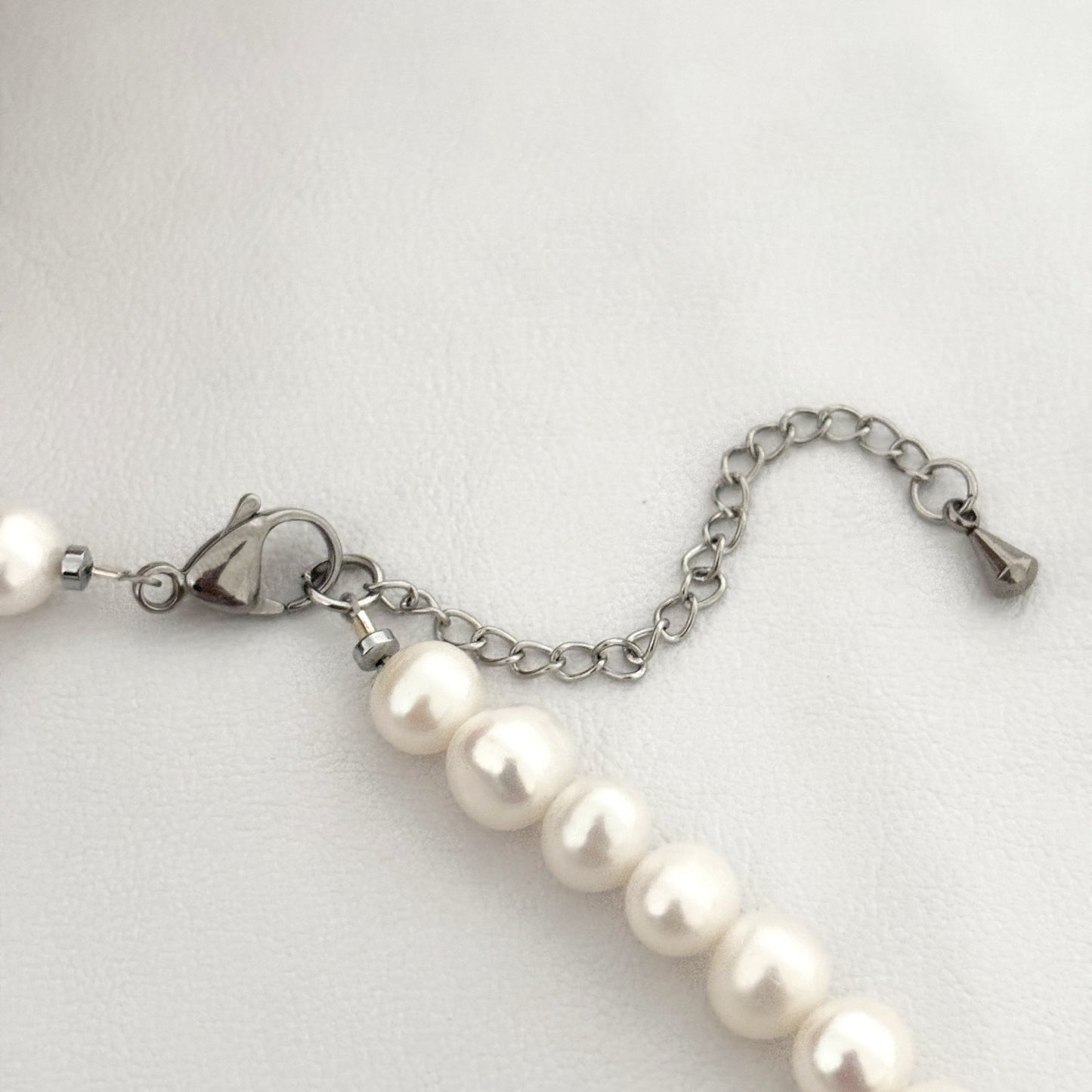 Collier Perle D'Eau Douce Acier Inoxydable Argenté