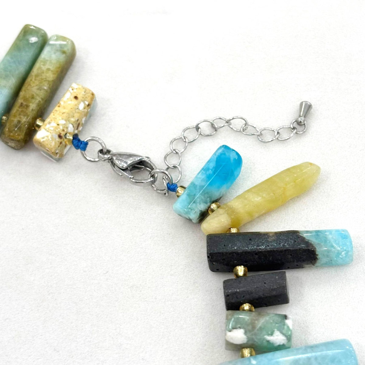 Collier Pierre Naturelle Amazonite Bâtonnets Irréguliers Acier Inoxydable