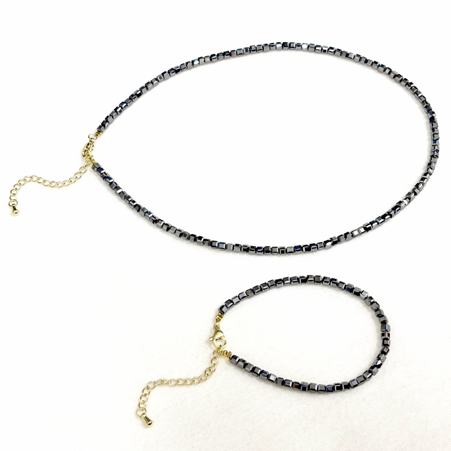 Collier Bracelet Pierre Naturelle Hématite