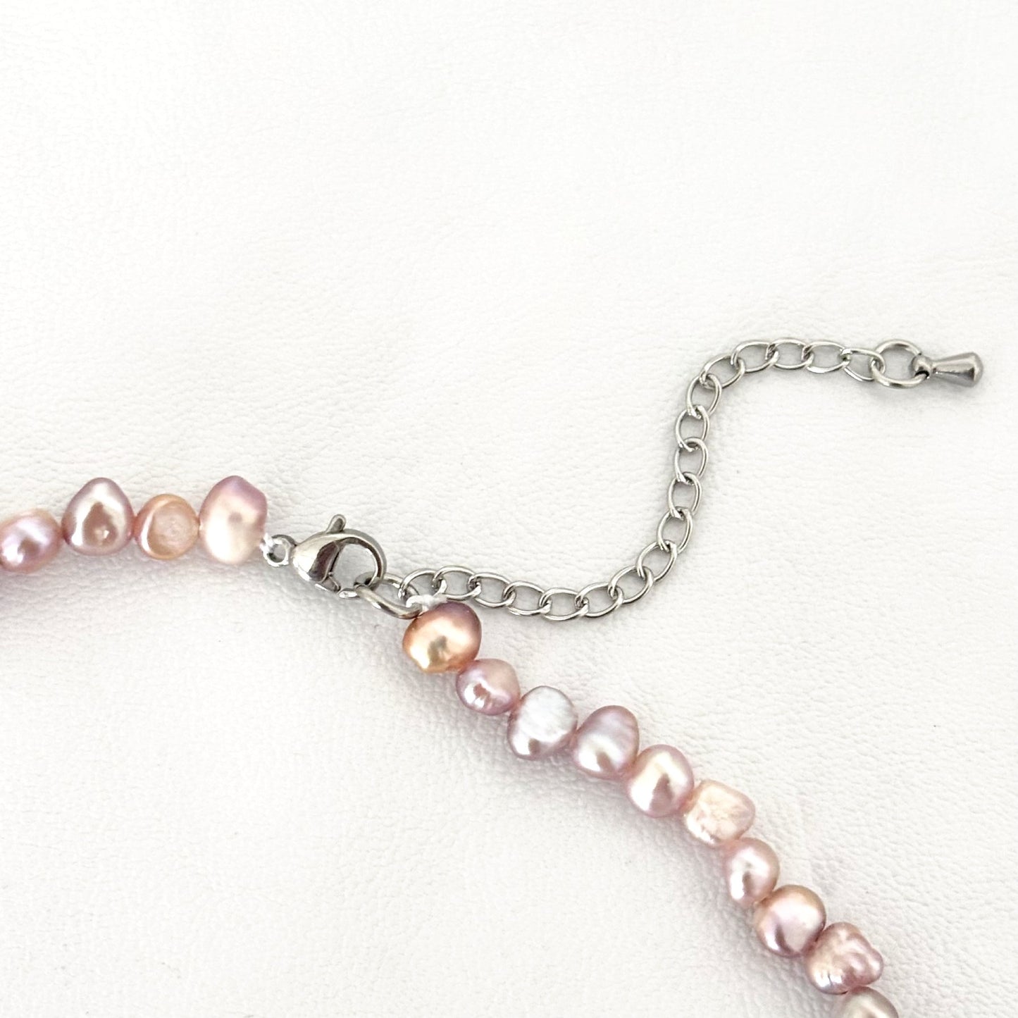 Collier Perle D'Eau Douce Teinté Rose Acier Inoxydable