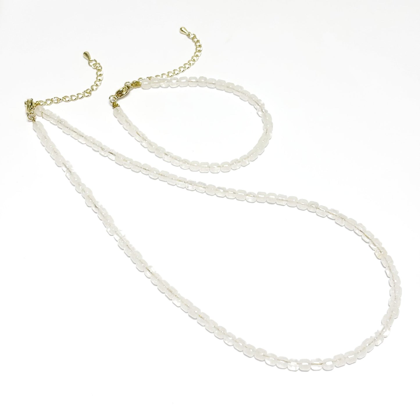 Collier Bracelet Pierre Naturelle Cristal De Roche