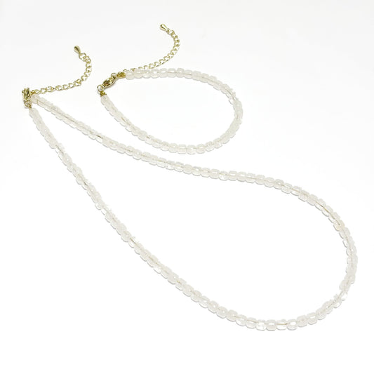 Collier Bracelet Pierre Naturelle Cristal De Roche