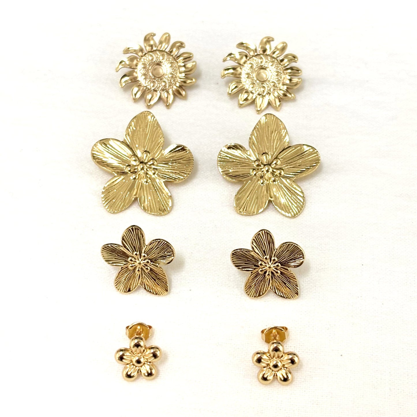 Boucles D'Oreilles Acier Inoxydable Doré Fleur De Cerisier