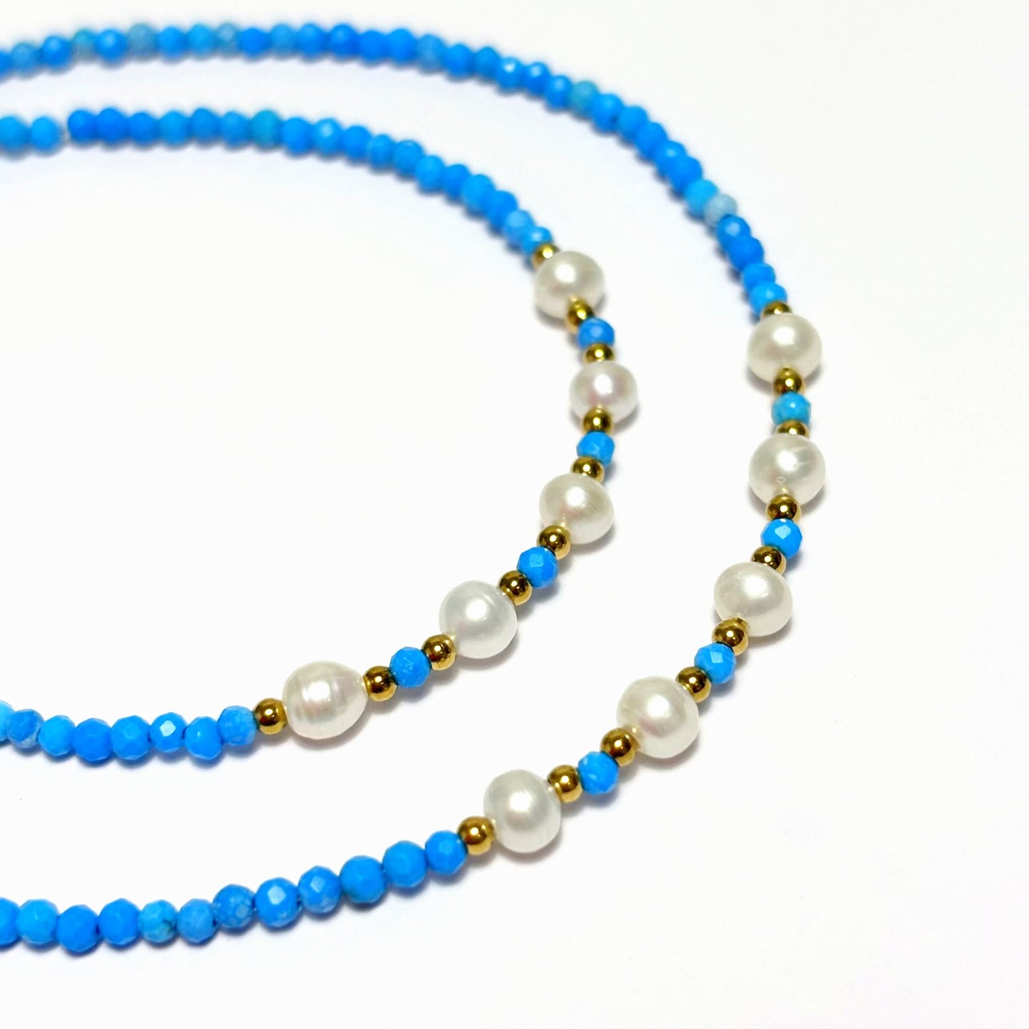 Collier Bracelet Pierre Naturelle Perle D'Eau Douce