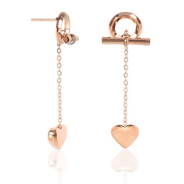 ROSY STAINLESS STEEL HANGING EARRING HEART
