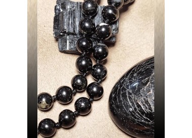 Collier pierre naturelle tourmaline noire