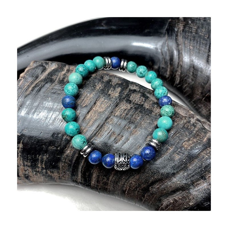 Bracelet homme pierre naturelle et acier