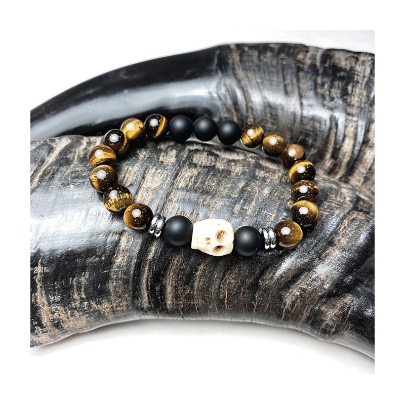 Bracelet homme pierre naturelle et acier