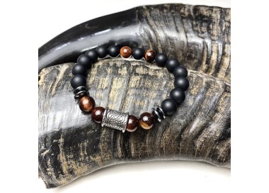 Bracelet homme pierre naturelle et acier