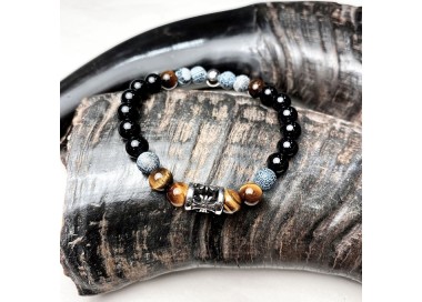 Bracelet homme pierre naturelle et acier