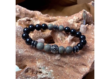 Bracelet homme pierre naturelle et acier