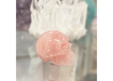 Tête de mort objet décoratif en rose quartz