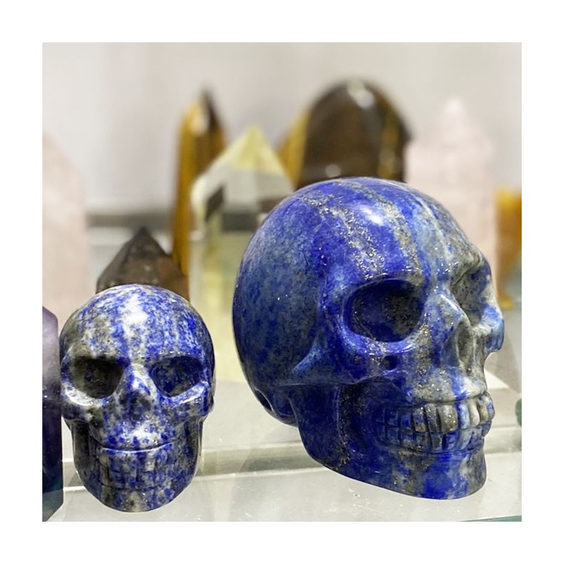 tête de mort objet décoratif en lapis lazulis