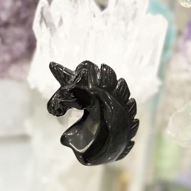 Licorne objet décoratif en onyx noir