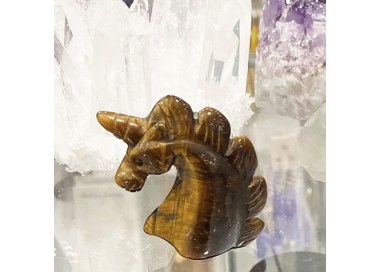 Licorne objet décoratif en oeil de tigre