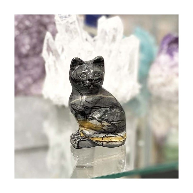 Chat objet décoratif en jaspe 116g