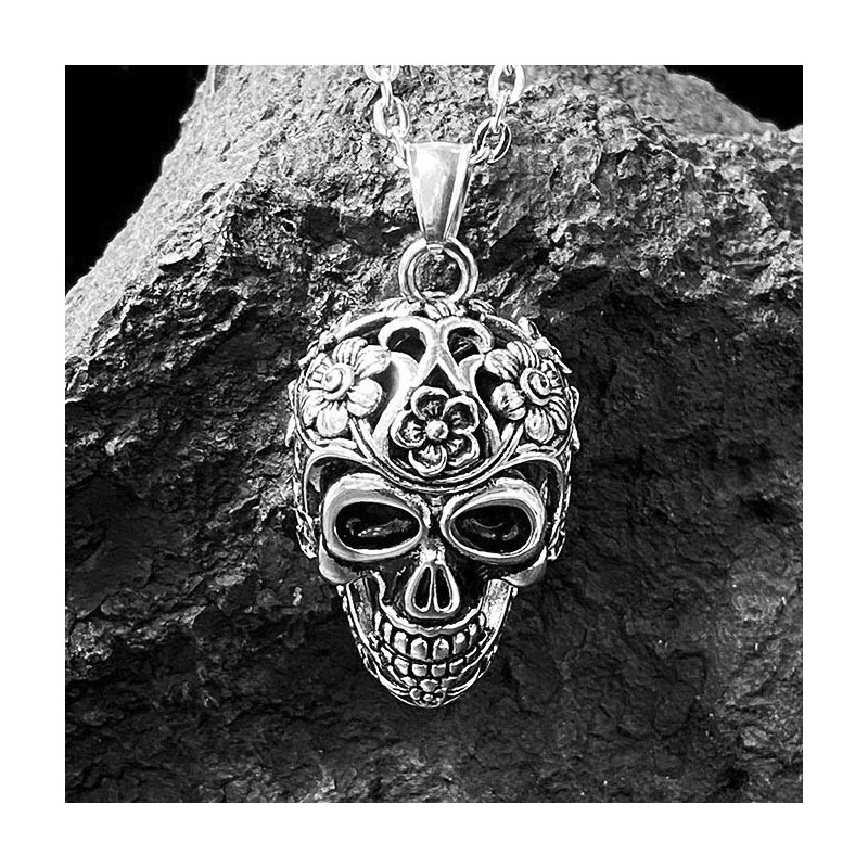 Pendentif acier inoxydable tête de mort