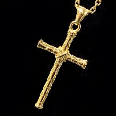 Pendentif acier inoxydable croix dorée
