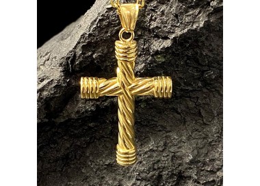 Pendentif acier inoxydable croix dorée