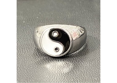 Bague acier inoxydable chevalière ying yang