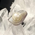 Bague acier inoxydable perle imitation
