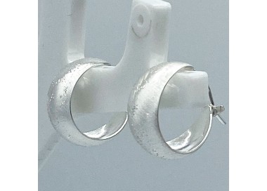 Boucles d'oreilles argent massif créole sablé 3.83g  16mm