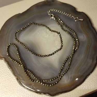 Bracelet et collier pierre pyrite à 3mm