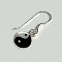 Boucles d'oreilles pendantes yin yang argent