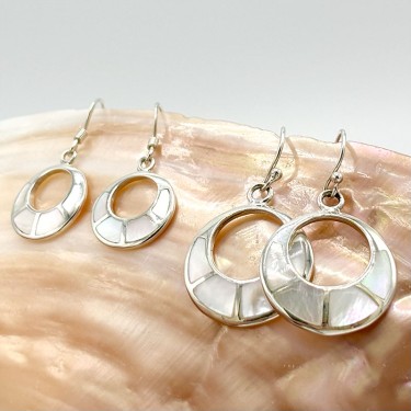 Boucles d'oreilles en argent massif 925 et en nacre