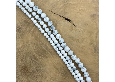 Fil de pierre naturelle en howlite blanc