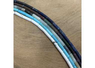 Fil de pierre naturelle tube en sodalite, agate, amazonite et howlite